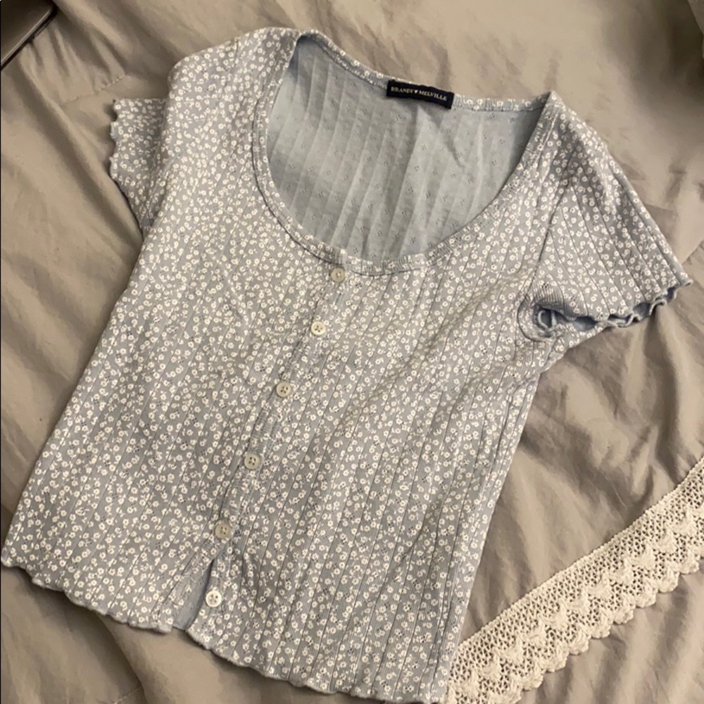 Brandy Melville Blue Floral Top